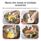 Golden mixing bowls for cooking, baking, noodles, and salads.