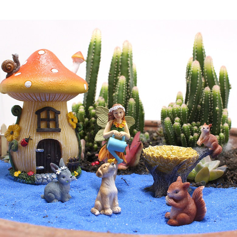 Resin Mushroom Housing Set Garden Garden Garden Insert