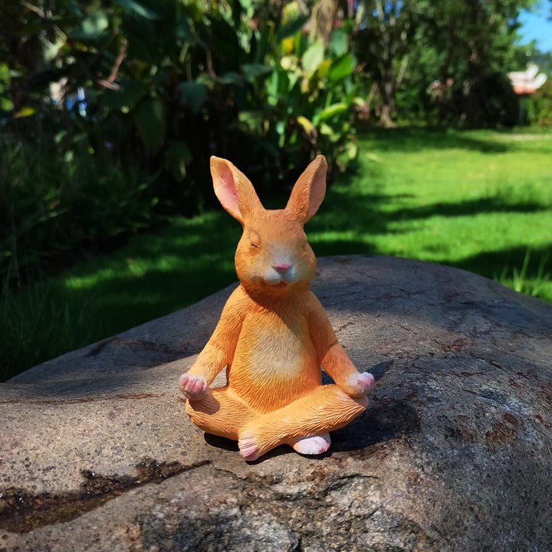 Outdoor meditation bunny garden ornaments