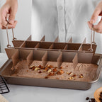 Wholesale stainless Steel Lattice Browine ceramic Baking Tray Non Stick Diveded square cake baking Pans