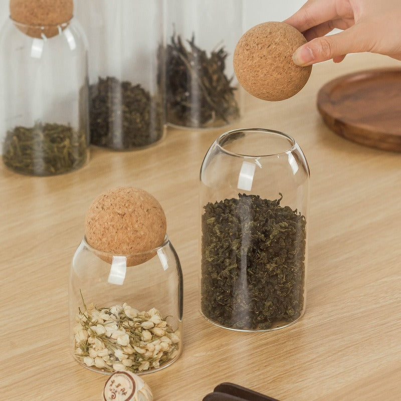 Food Storage Glass Jar with Wood Lid Ball Clear