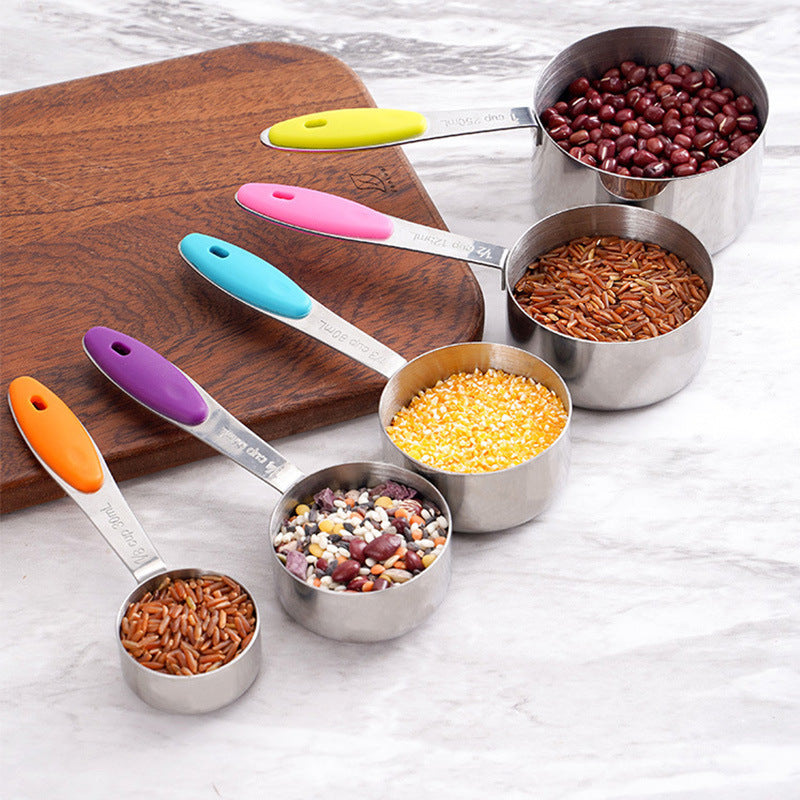 Baking Measuring Spoon Measuring Cup Stainless Steel With Silicone Handle 10-Piece Set Measuring Spoon Measuring Tool Supplies