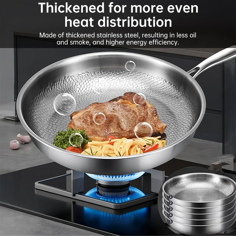 30cm Pure Titanium Nonstick Frying Pan - Coating-Free Patterned Meat Pan, Home Cooking Kitchen Utensil