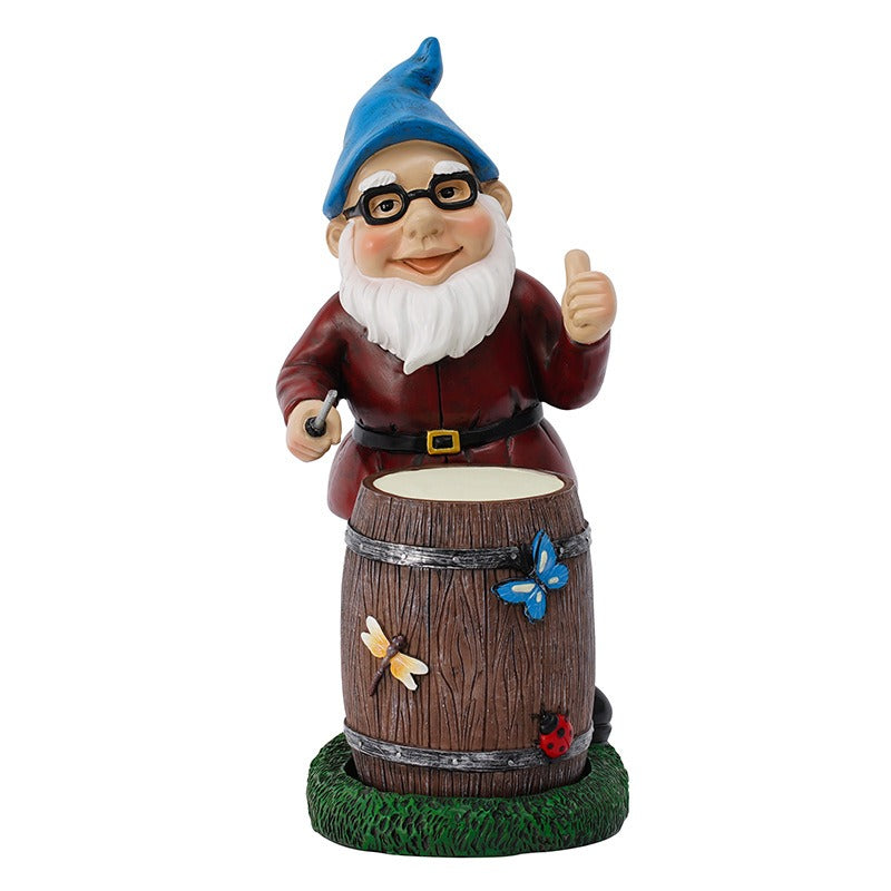 Nightlight Drumming Dwarf Decoration Garden Decorative Resin