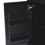 Kitchen trolley with rubber wood leaf countertop, 5-wheel kitchen island, storage cabinet and 3 dining drawers, black