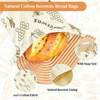 Reusable Beeswax Bread Bags – Natural Beeswax-Lined Cotton Bags for Freezer & Fridge Storage