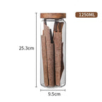 Kitchen Storage Wood Lid Glass Airtight Canister Bottles Jars Food Container Grains Tea Coffee Beans Grains Candy Jar Containers
