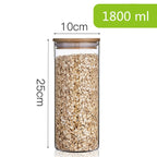 Glass Jar With Bamboo Lid Food Candy Storage Bottles Tea Container Cup Sealing Violetta Mason Jars Kitchen Accessories