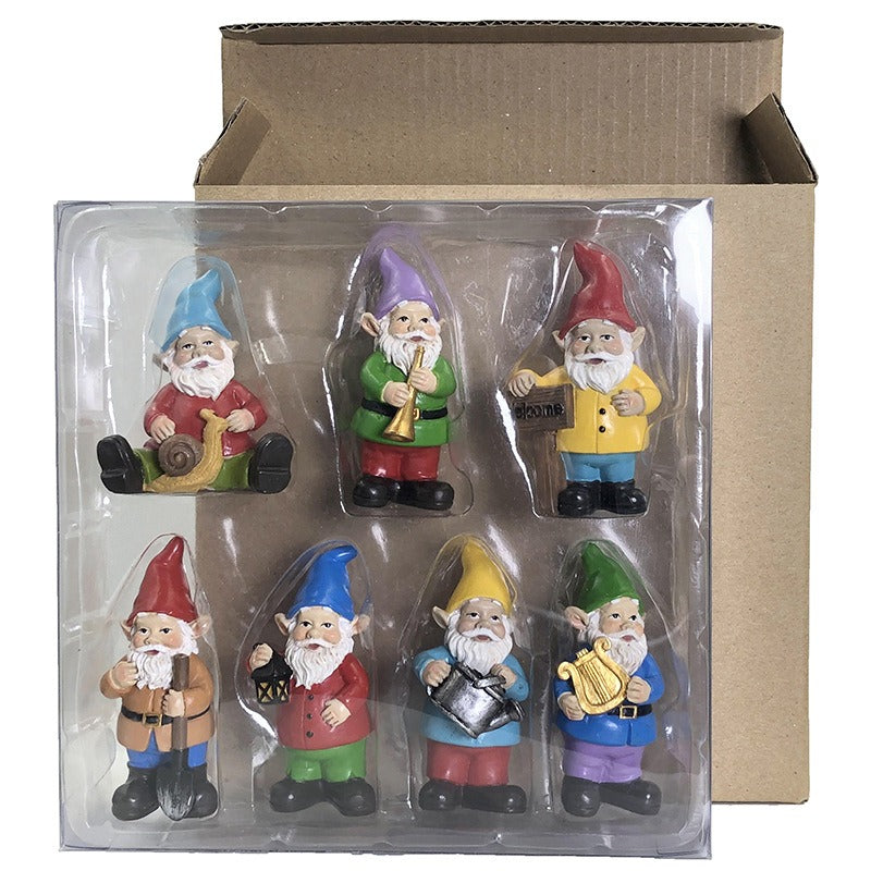 Seven Dwarves in the Garden Decorative Resin
