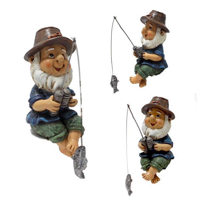 Creative resin ornaments for garden fishing sprites