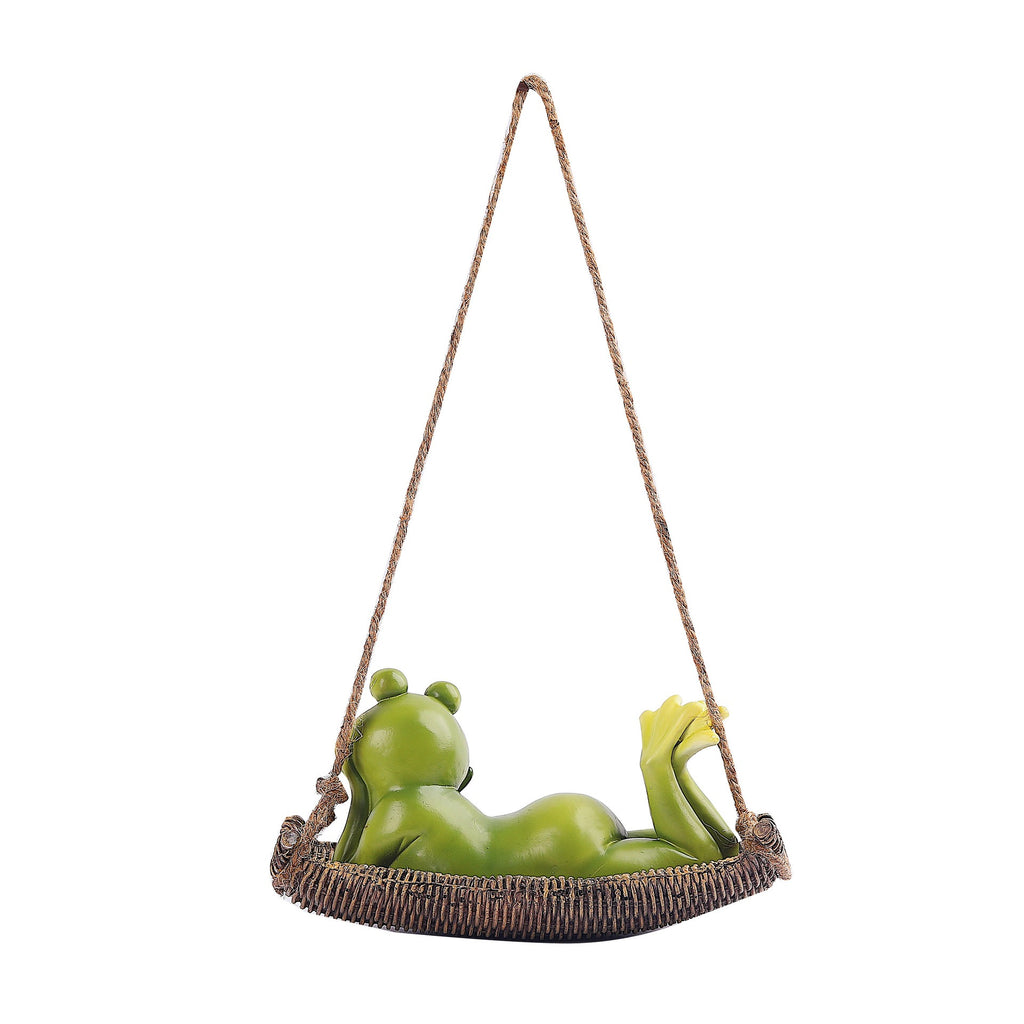 Garden swing frog resin pendant