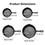 4-Pack Cast Iron Skillet Set – Non-Stick Frying Pans for Induction, Egg & Crepe Pan
