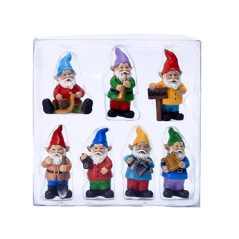 Seven Dwarves in the Garden Decorative Resin