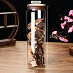 Glass sealed jar wooden lid kitchen universal storage jar coffee and flower tea display storage jar