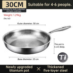 30cm Pure Titanium Nonstick Frying Pan - Coating-Free Patterned Meat Pan, Home Cooking Kitchen Utensil