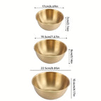 Golden mixing bowls for cooking, baking, noodles, and salads.