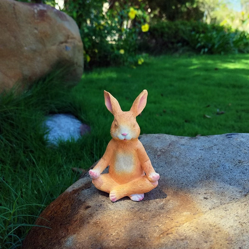 Outdoor meditation bunny garden ornaments