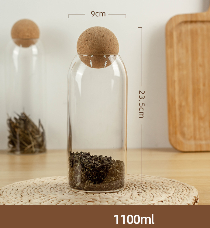 Food Storage Glass Jar with Wood Lid Ball Clear