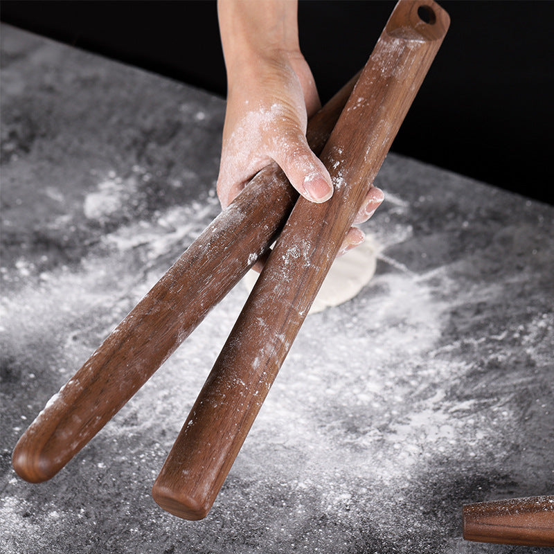 North American Black Walnut Rolling Pin With Hole Solid Wood Baking Dumpling Sticks Kitchen Baking Tools Extended