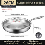 30cm Pure Titanium Nonstick Frying Pan - Coating-Free Patterned Meat Pan, Home Cooking Kitchen Utensil