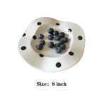 Nordic Ceramic Plate Dot Stripe Irregular Wave Shape Ceramic Dessert Plate Pasta Plate Dinner Plates Ceramic Dish Plates