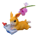 Garden bunny reading animal ornaments