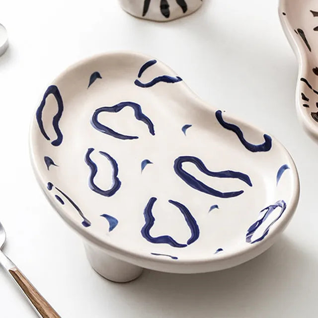 Creative Ink Splashing Fruit Plate Ceramic Plate Couple Afternoon Tea Dessert Cake Plate Coffee Cup Retro Home Kitchen Tableware