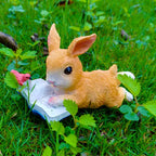 Garden bunny reading animal ornaments